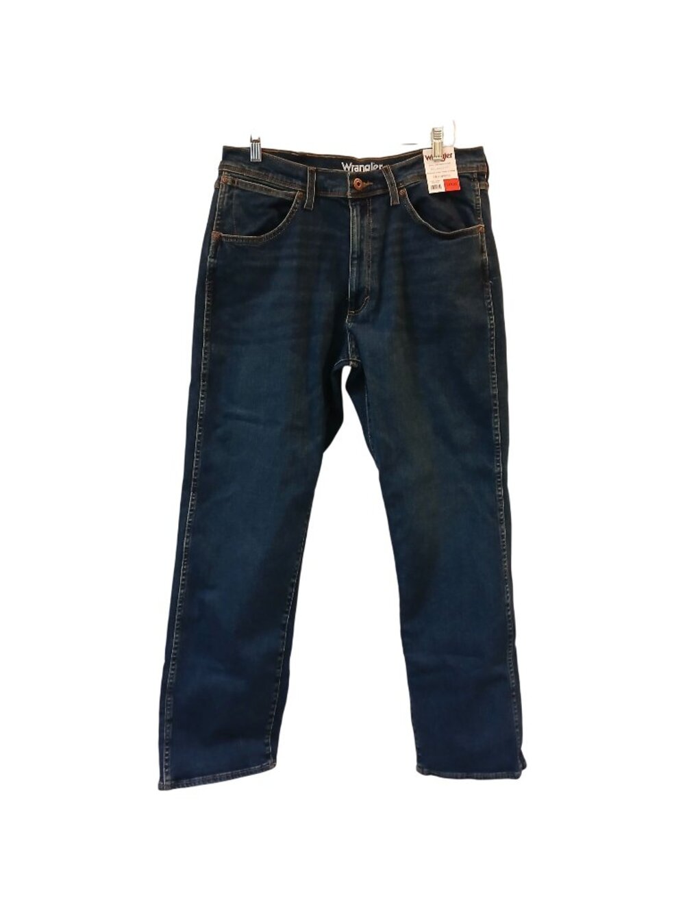 Wrangler Mens Relaxed Fit Stretch Jeans 34X32 Dark Blue Straight Leg #N-17